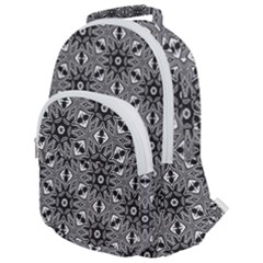 Black And White Pattern Rounded Multi Pocket Backpack by HermanTelo