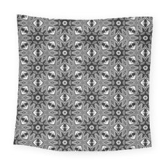 Black And White Pattern Square Tapestry (Large)