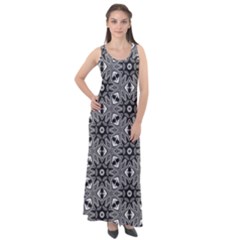 Black And White Pattern Sleeveless Velour Maxi Dress