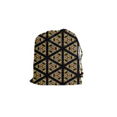 Pattern Stained Glass Triangles Drawstring Pouch (small)
