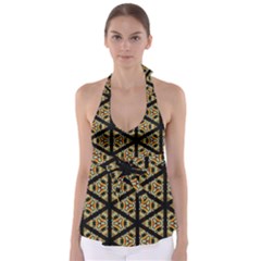 Pattern Stained Glass Triangles Babydoll Tankini Top
