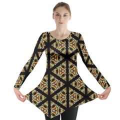 Pattern Stained Glass Triangles Long Sleeve Tunic  by HermanTelo