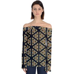 Pattern Stained Glass Triangles Off Shoulder Long Sleeve Top