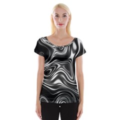 Wave Abstract Lines Cap Sleeve Top