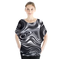 Wave Abstract Lines Batwing Chiffon Blouse