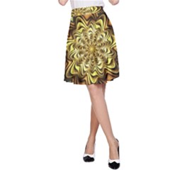 Fractal Flower Petals Gold A-line Skirt by HermanTelo