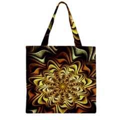 Fractal Flower Petals Gold Zipper Grocery Tote Bag