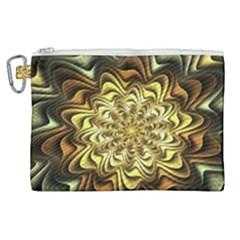 Fractal Flower Petals Gold Canvas Cosmetic Bag (xl) by HermanTelo