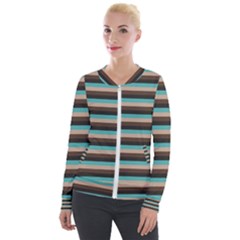 Stripey 1 Velour Zip Up Jacket by anthromahe