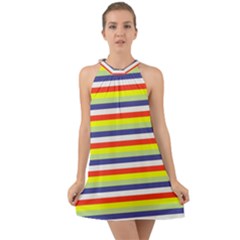 Stripey 2 Halter Tie Back Chiffon Dress by anthromahe