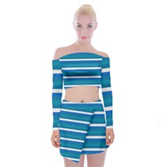 Stripey 3 Off Shoulder Top With Mini Skirt Set