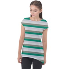 Stripey 4 Cap Sleeve High Low Top by anthromahe