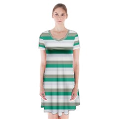 Stripey 4 Short Sleeve V-neck Flare Dress by anthromahe