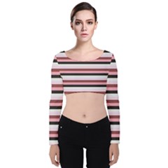 Stripey 5 Velvet Long Sleeve Crop Top by anthromahe