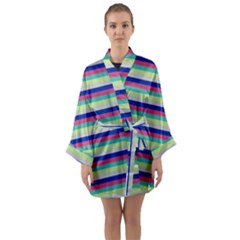 Stripey 6 Long Sleeve Satin Kimono