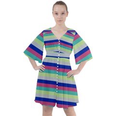 Stripey 6 Boho Button Up Dress