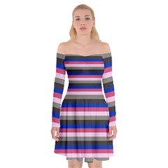 Stripey 9 Off Shoulder Skater Dress