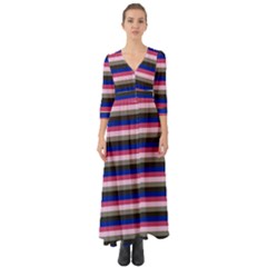 Stripey 9 Button Up Boho Maxi Dress