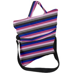 Stripey 9 Fold Over Handle Tote Bag