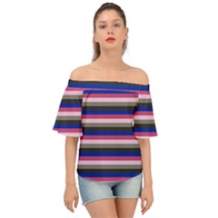 Stripey 9 Off Shoulder Short Sleeve Top by anthromahe