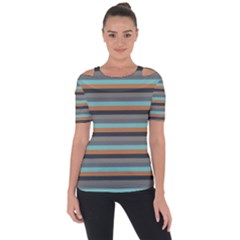 Stripey 10 Shoulder Cut Out Short Sleeve Top