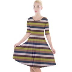 Stripey 12 Quarter Sleeve A-Line Dress