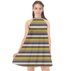 Stripey 12 Halter Neckline Chiffon Dress  by anthromahe