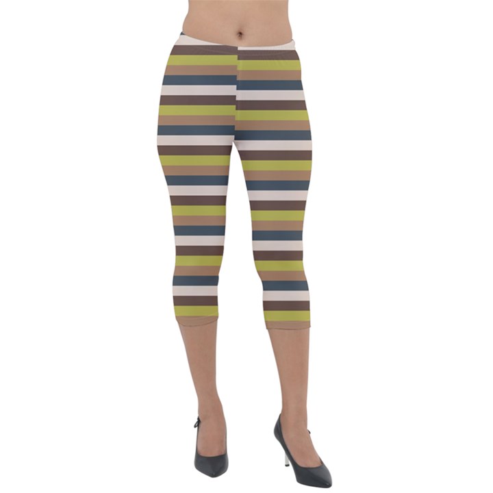 Stripey 12 Lightweight Velour Capri Leggings 