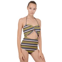 Stripey 12 Scallop Top Cut Out Swimsuit by anthromahe