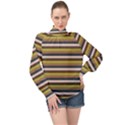 Stripey 12 High Neck Long Sleeve Chiffon Top View1