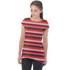 Stripey 13 Cap Sleeve High Low Top by anthromahe