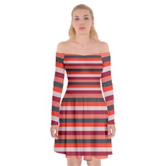 Stripey 13 Off Shoulder Skater Dress by anthromahe