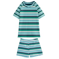 Stripey 14 Kids  Swim Tee And Shorts Set by anthromahe