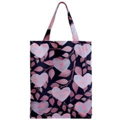 Navy Floral Hearts Zipper Classic Tote Bag by mccallacoulture