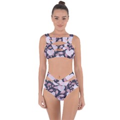 Navy Floral Hearts Bandaged Up Bikini Set 