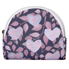 Navy Floral Hearts Horseshoe Style Canvas Pouch