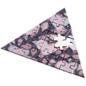 Navy Floral Hearts Wooden Puzzle Triangle View2