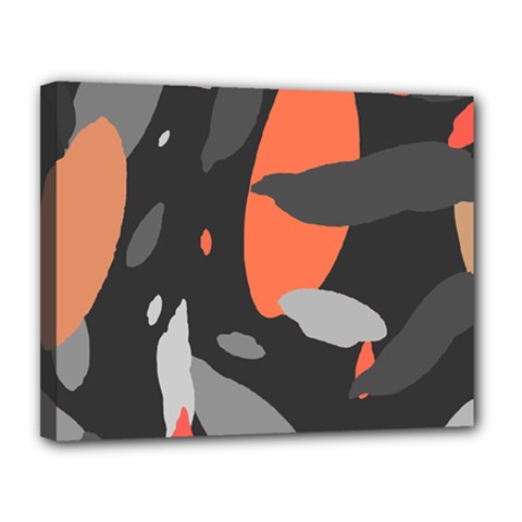 Pattern Formes Corail/noir Canvas 14  X 11  (stretched)