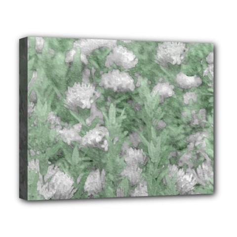 Green And White Textured Botanical Motif Manipulated Photo Deluxe Canvas 20  X 16  (stretched) by dflcprintsclothing