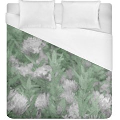 Green And White Textured Botanical Motif Manipulated Photo Duvet Cover (king Size) by dflcprintsclothing