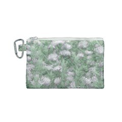 Green And White Textured Botanical Motif Manipulated Photo Canvas Cosmetic Bag (small) by dflcprintsclothing