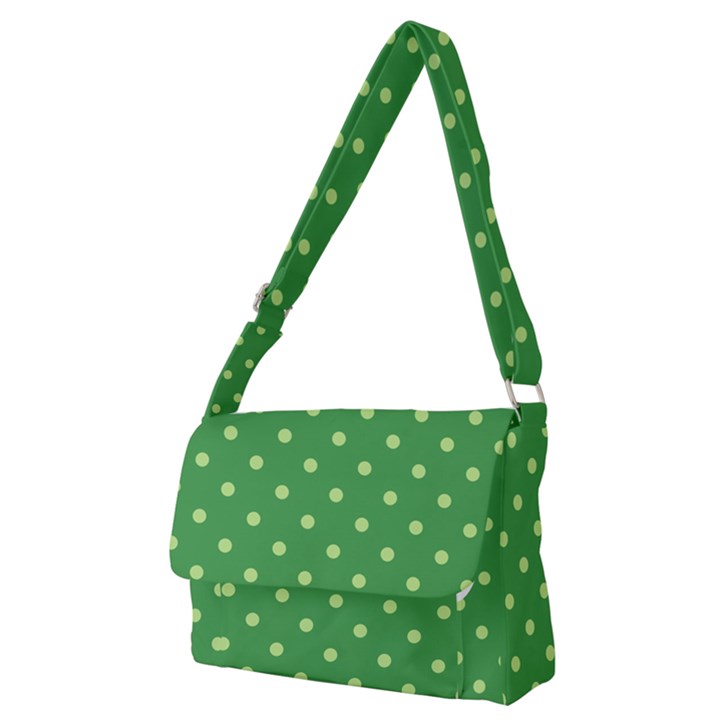 Green Polka Dots Full Print Messenger Bag (M)