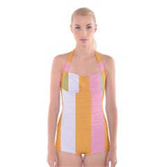 Stripey 23 Boyleg Halter Swimsuit 