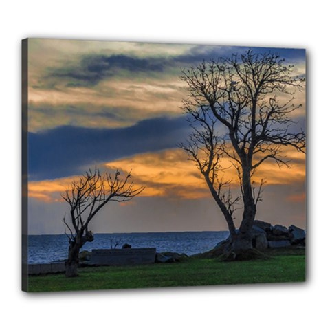 Sunset Scene At Waterfront Boardwalk, Montevideo Uruguay Canvas 24  X 20  (stretched) by dflcprints