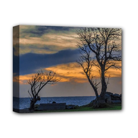 Sunset Scene At Waterfront Boardwalk, Montevideo Uruguay Deluxe Canvas 14  X 11  (stretched) by dflcprints