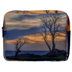 Sunset Scene At Waterfront Boardwalk, Montevideo Uruguay Make Up Pouch (large) by dflcprints