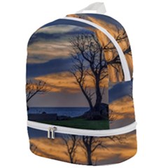 Sunset Scene At Waterfront Boardwalk, Montevideo Uruguay Zip Bottom Backpack by dflcprints