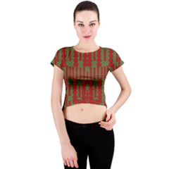 Bloom In Yule Season Colors Crew Neck Crop Top by pepitasart