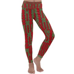 Bloom In Yule Season Colors Kids  Lightweight Velour Classic Yoga Leggings by pepitasart