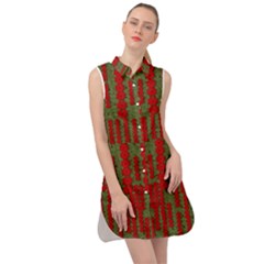 Bloom In Yule Season Colors Sleeveless Shirt Dress by pepitasart